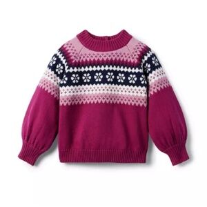 Janie and Jack Girls Size 8 Fair Isle Knit Sweater Pink